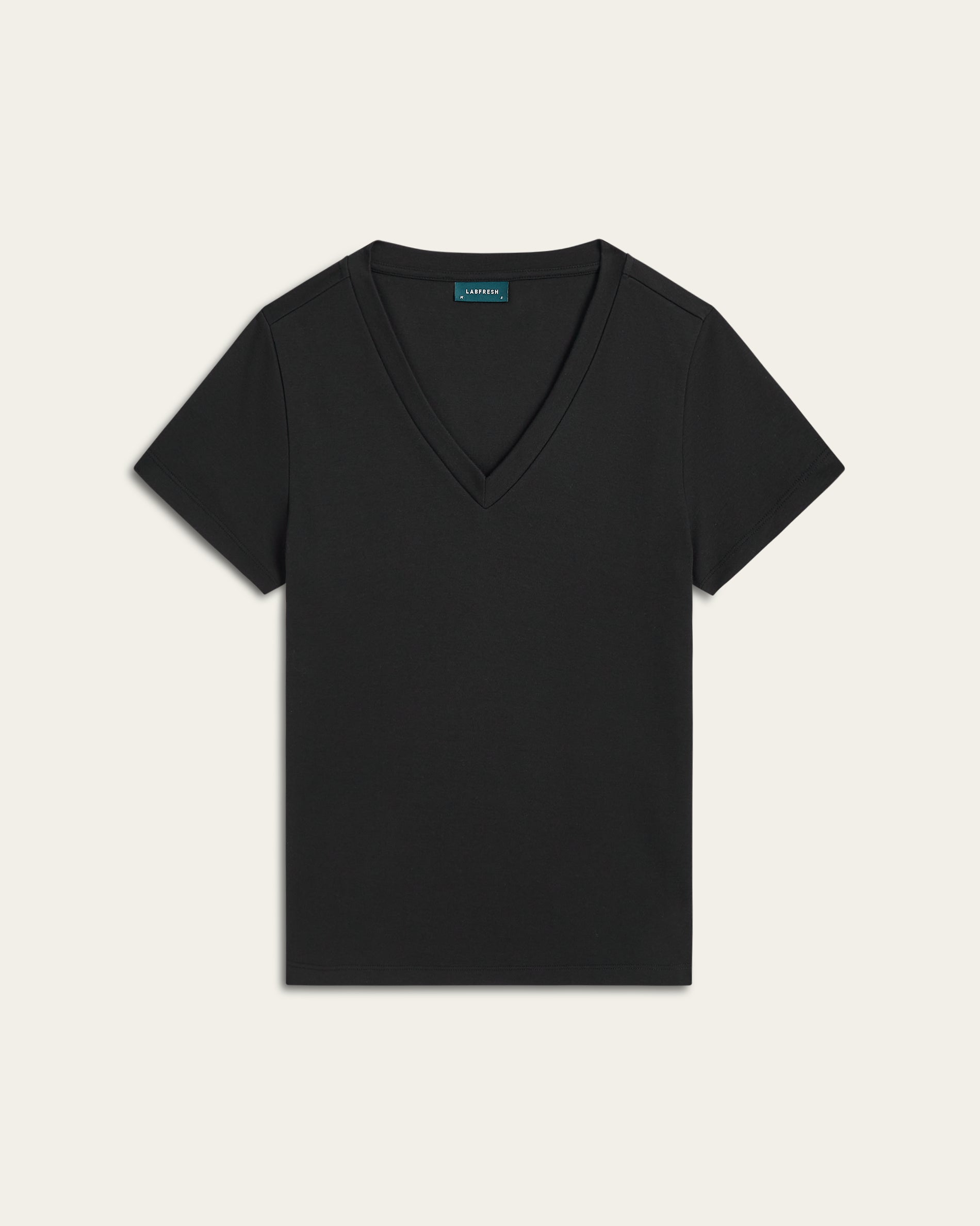 Interlock V-neck Slim T-shirt - Black